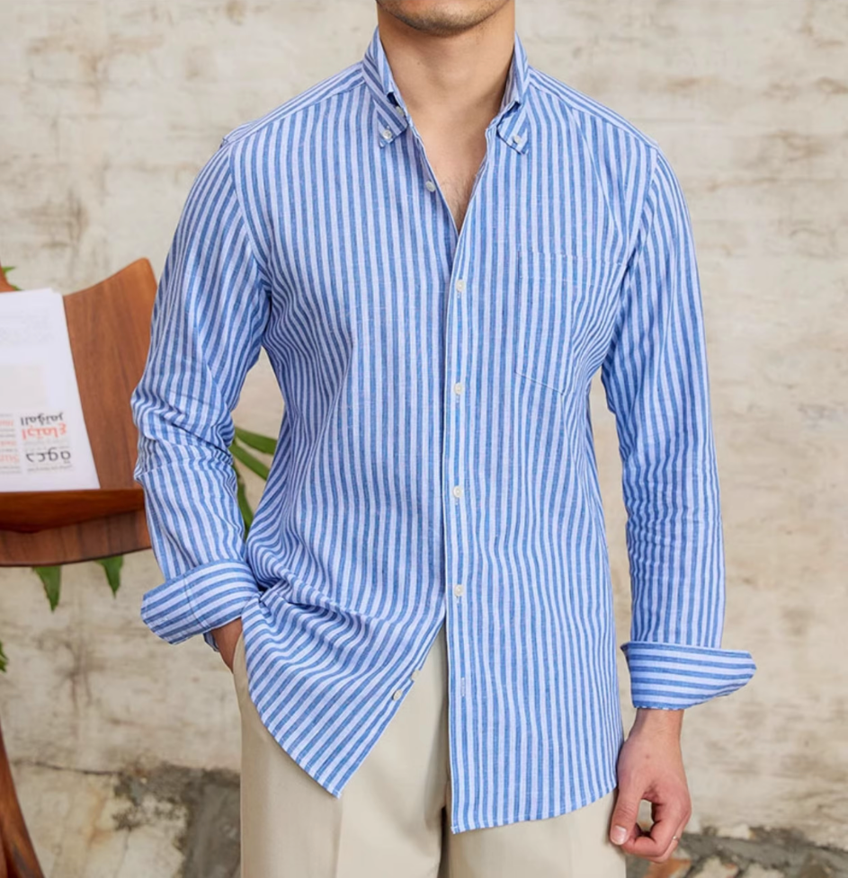 COMO STRIPED BUTTON DOWN SHIRT