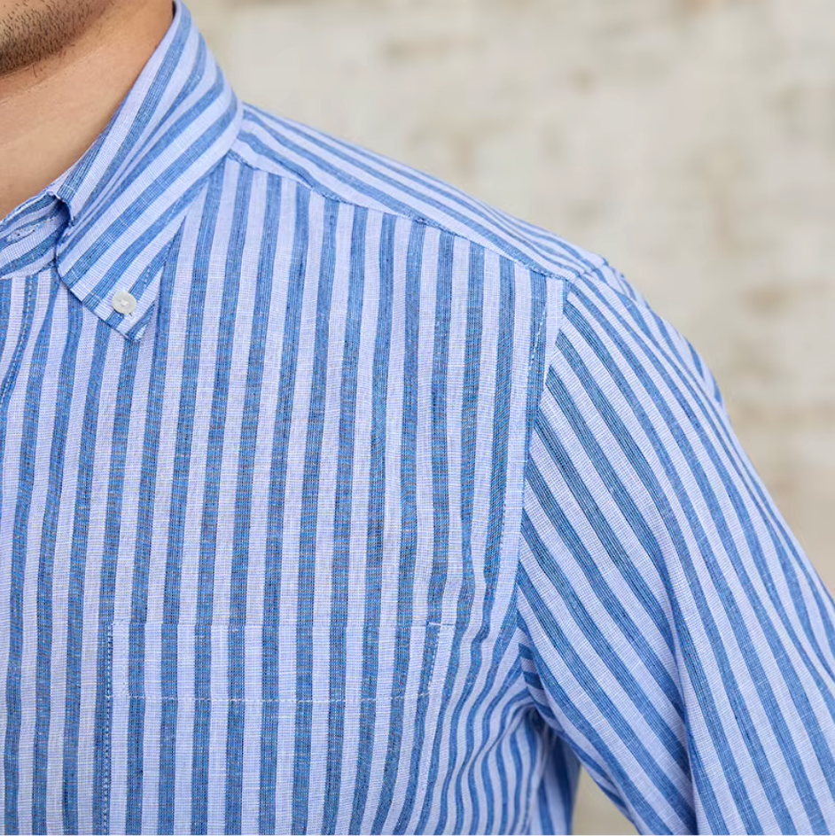 COMO STRIPED BUTTON DOWN SHIRT