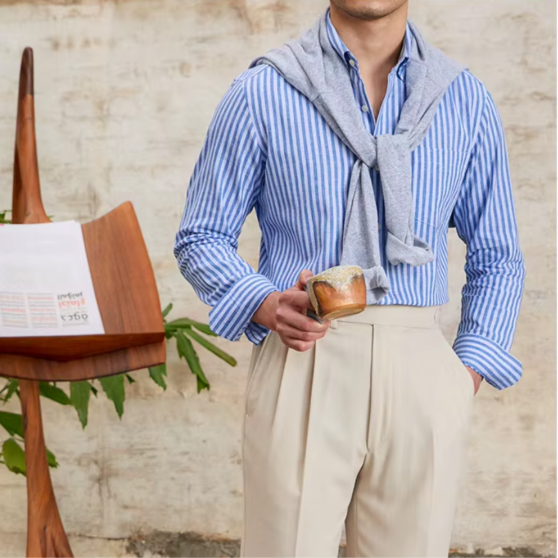 COMO STRIPED BUTTON DOWN SHIRT