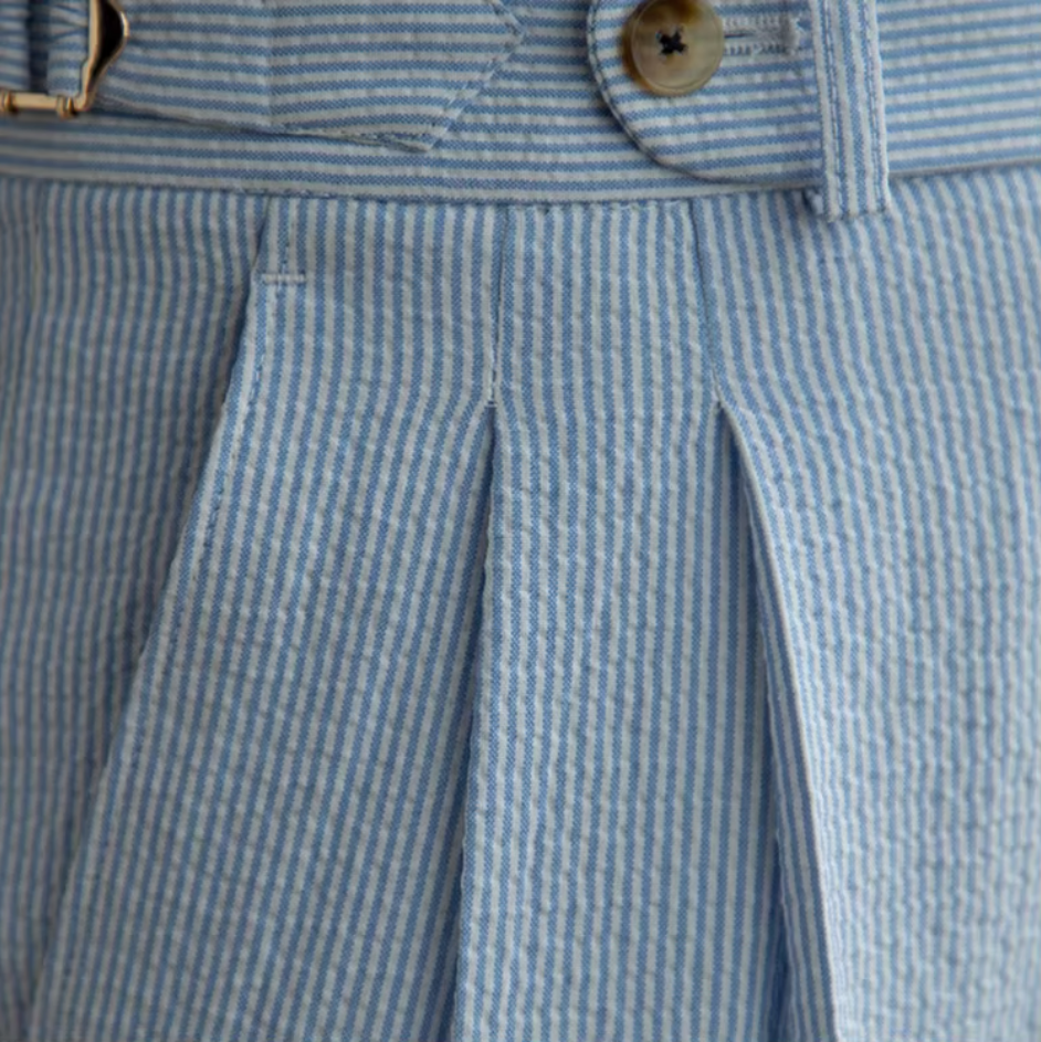 FIORI PLEATED SEERSUCKER TROUSERS