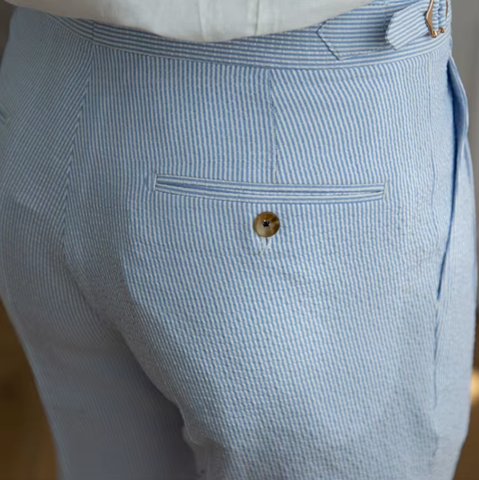 FIORI PLEATED SEERSUCKER TROUSERS