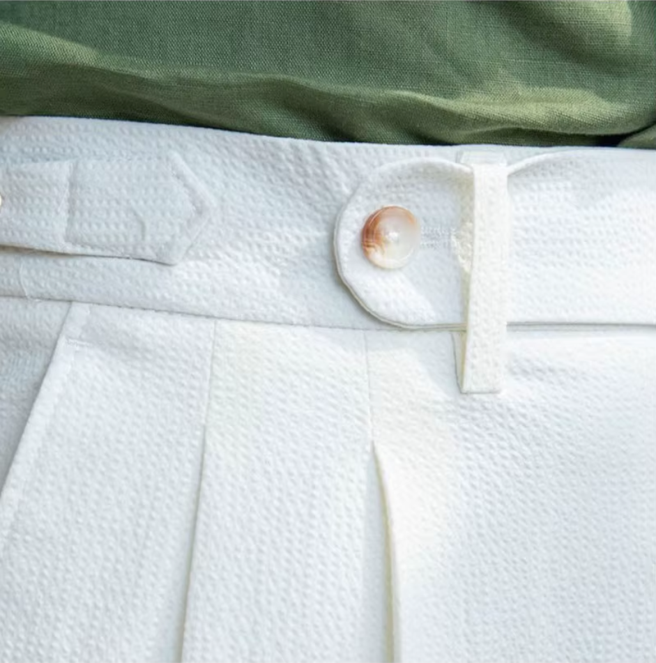 GRAPPA PLEATED SEERSUCKER TROUSERS