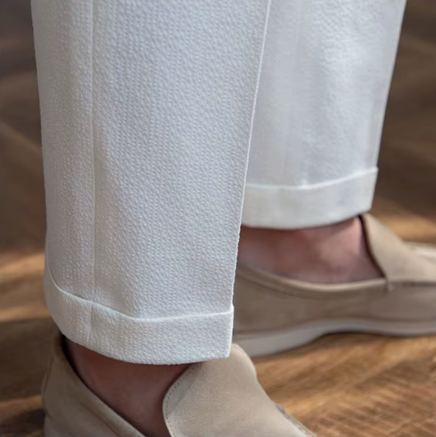 GRAPPA PLEATED SEERSUCKER TROUSERS