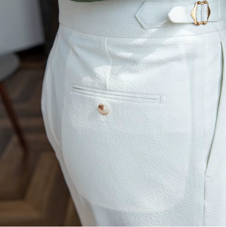 GRAPPA PLEATED SEERSUCKER TROUSERS