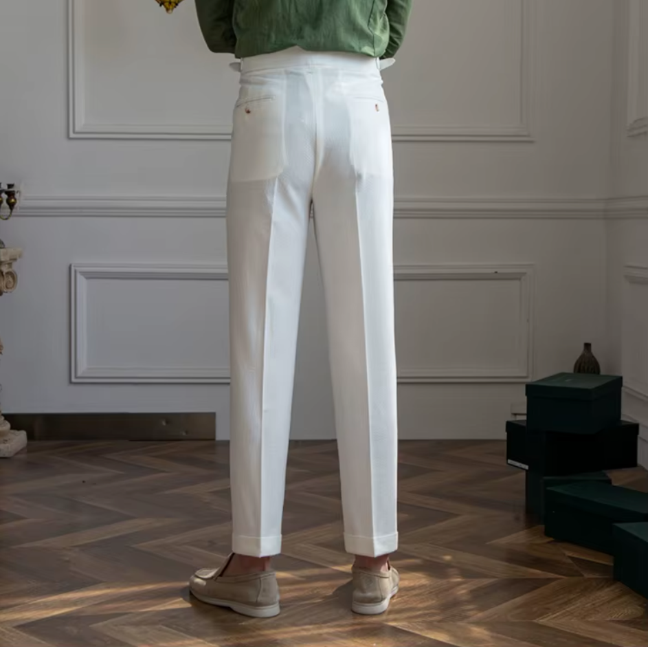 GRAPPA PLEATED SEERSUCKER TROUSERS