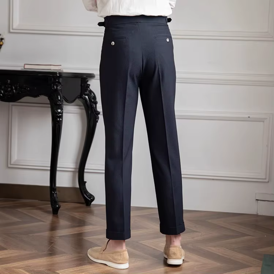GRAPPA PLEATED SEERSUCKER TROUSERS