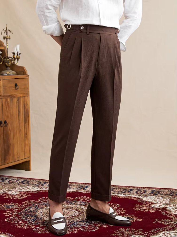 GRAPPA PLEATED SEERSUCKER TROUSERS