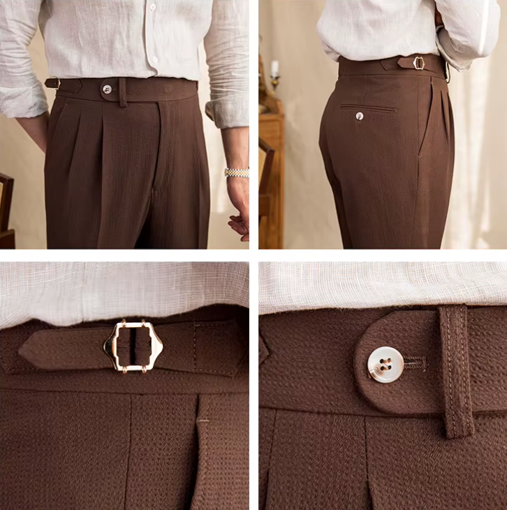GRAPPA PLEATED SEERSUCKER TROUSERS