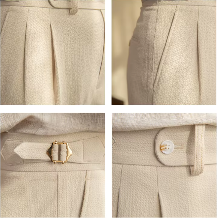 GRAPPA PLEATED SEERSUCKER TROUSERS
