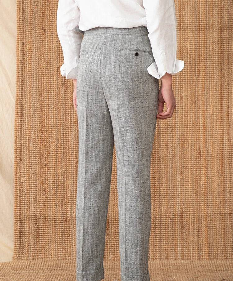 VERONA PLEATED HERRINGBONE TROUSERS