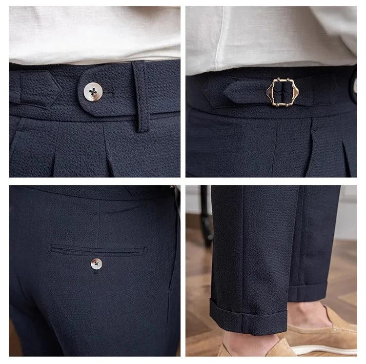 GRAPPA PLEATED SEERSUCKER TROUSERS