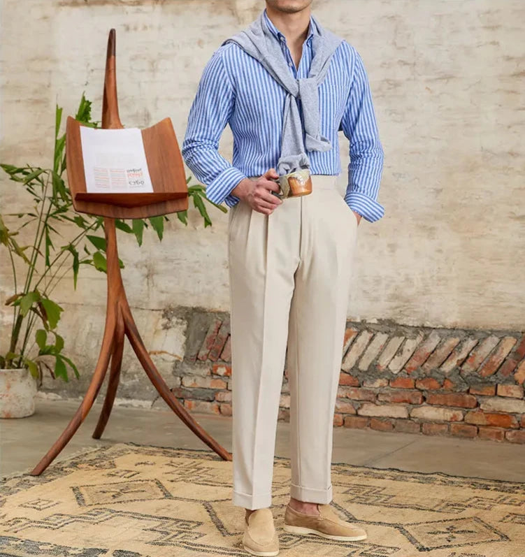 COMO STRIPED BUTTON DOWN SHIRT