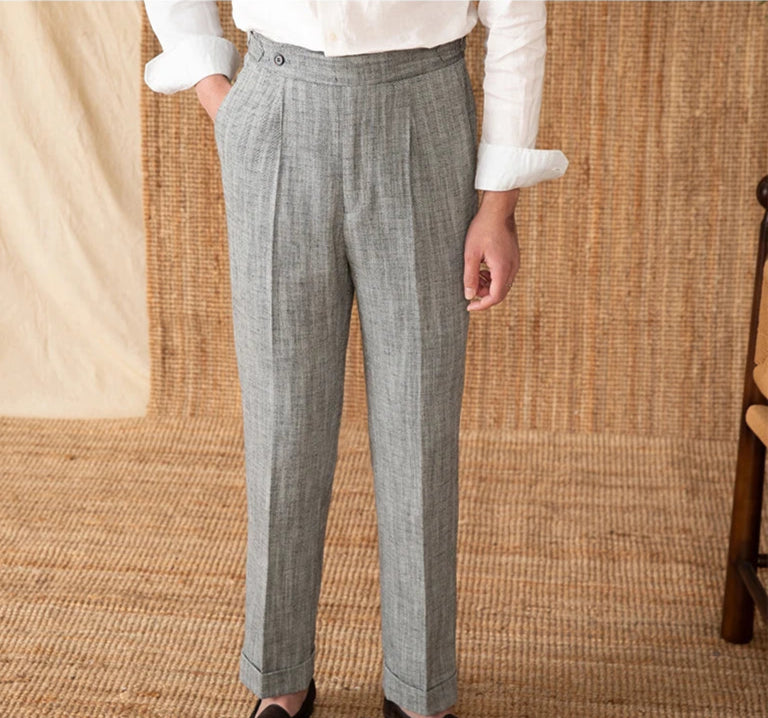 VERONA PLEATED HERRINGBONE TROUSERS
