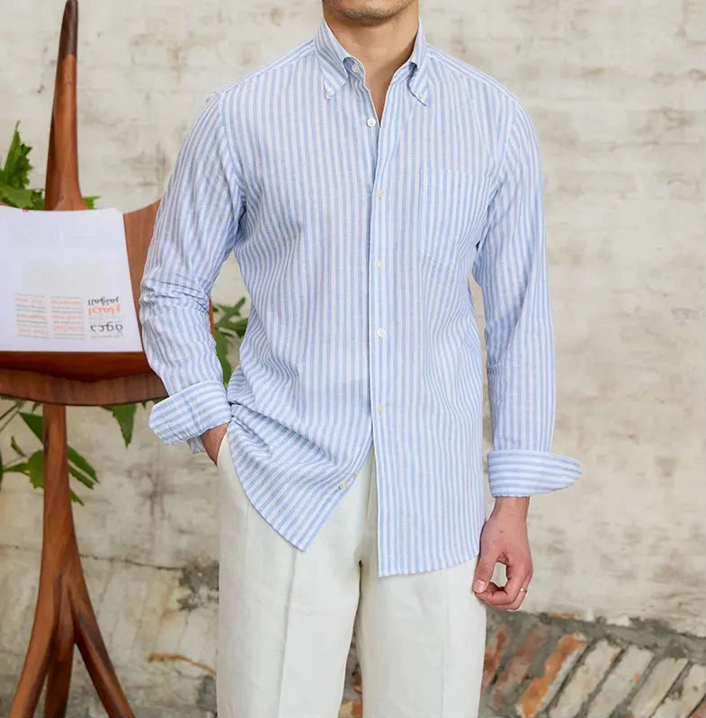 COMO STRIPED BUTTON DOWN SHIRT