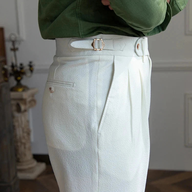 GRAPPA PLEATED SEERSUCKER TROUSERS