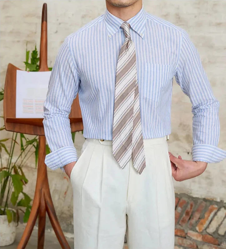 COMO STRIPED BUTTON DOWN SHIRT