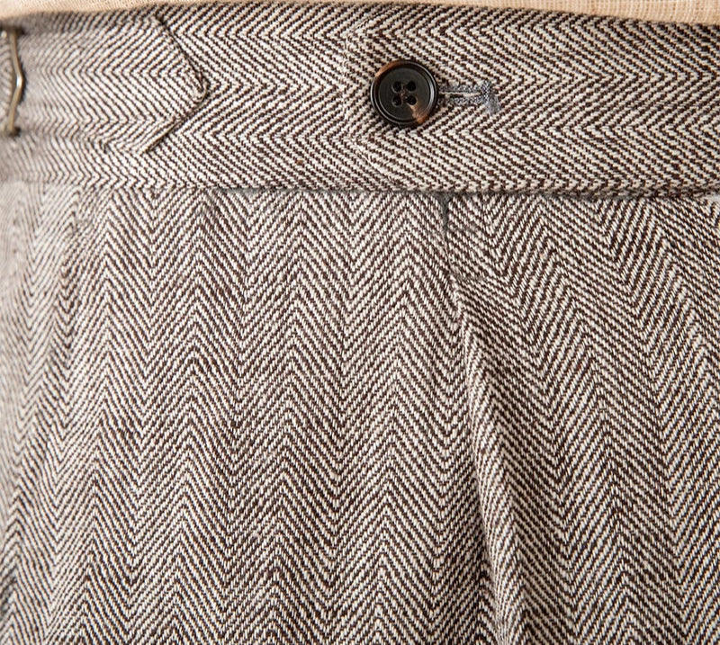VERONA PLEATED HERRINGBONE TROUSERS