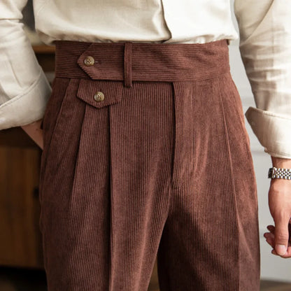 PIAZZI PLEATED CORD TROUSERS