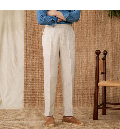 NAPOLI PLEATED LINEN TROUSERS