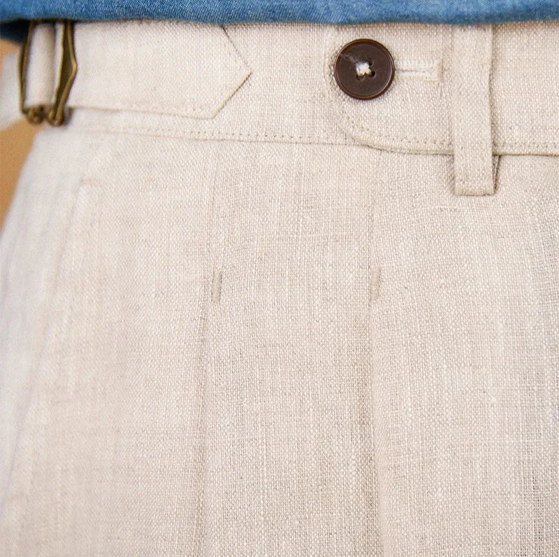 NAPOLI PLEATED LINEN TROUSERS