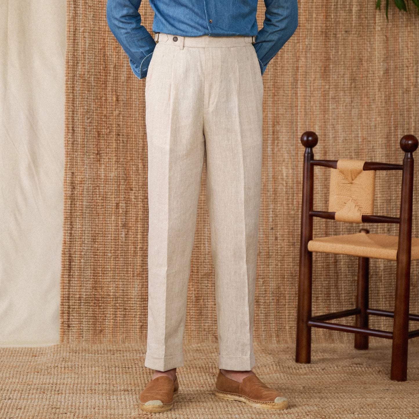 NAPOLI PLEATED LINEN TROUSERS