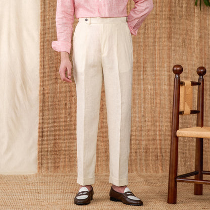 NAPOLI PLEATED LINEN TROUSERS