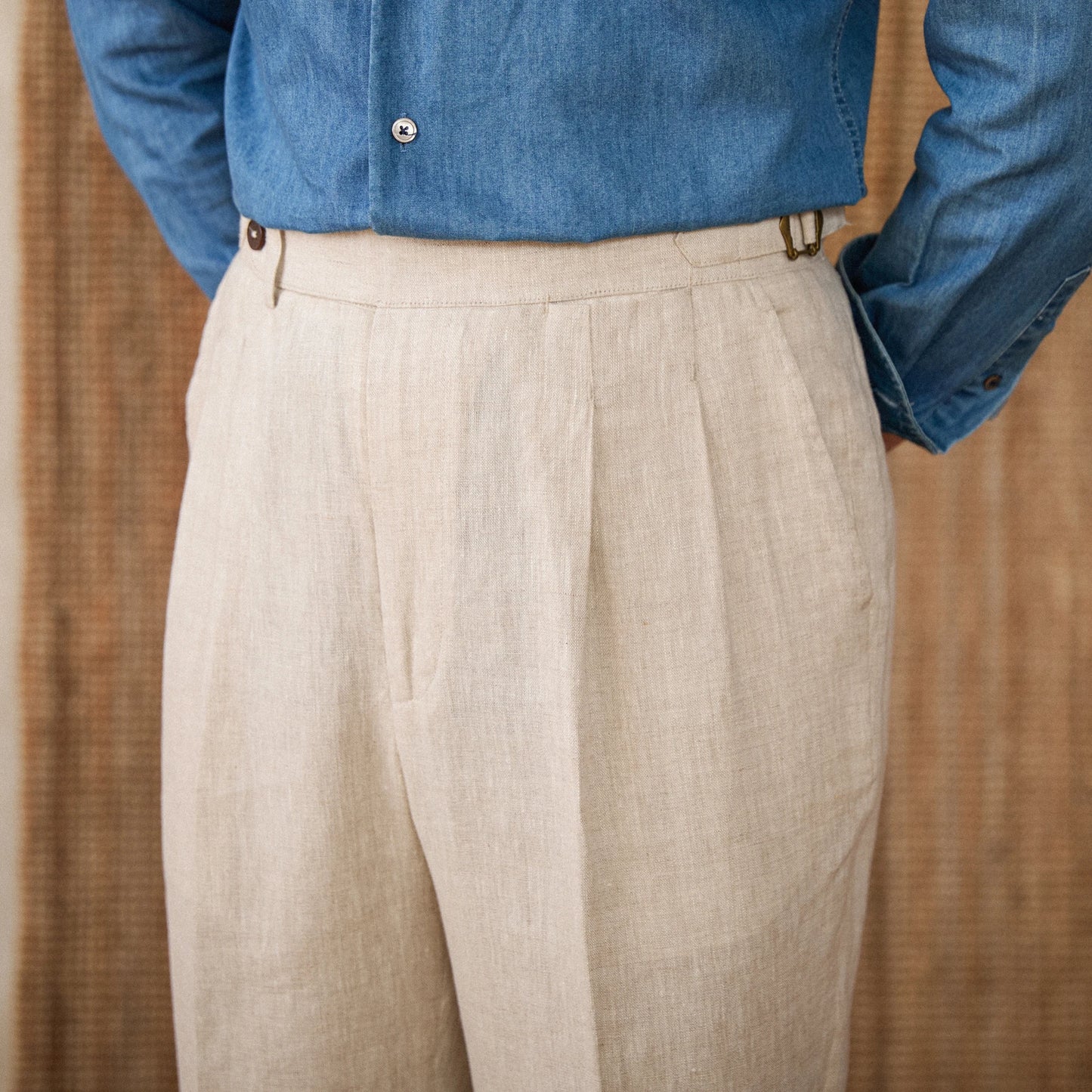 NAPOLI PLEATED LINEN TROUSERS