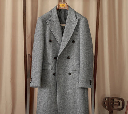 MORA HERRINGBONE DOUBLE BREASTED COAT