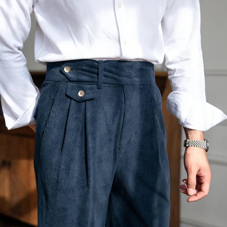 PIAZZI PLEATED CORD TROUSERS